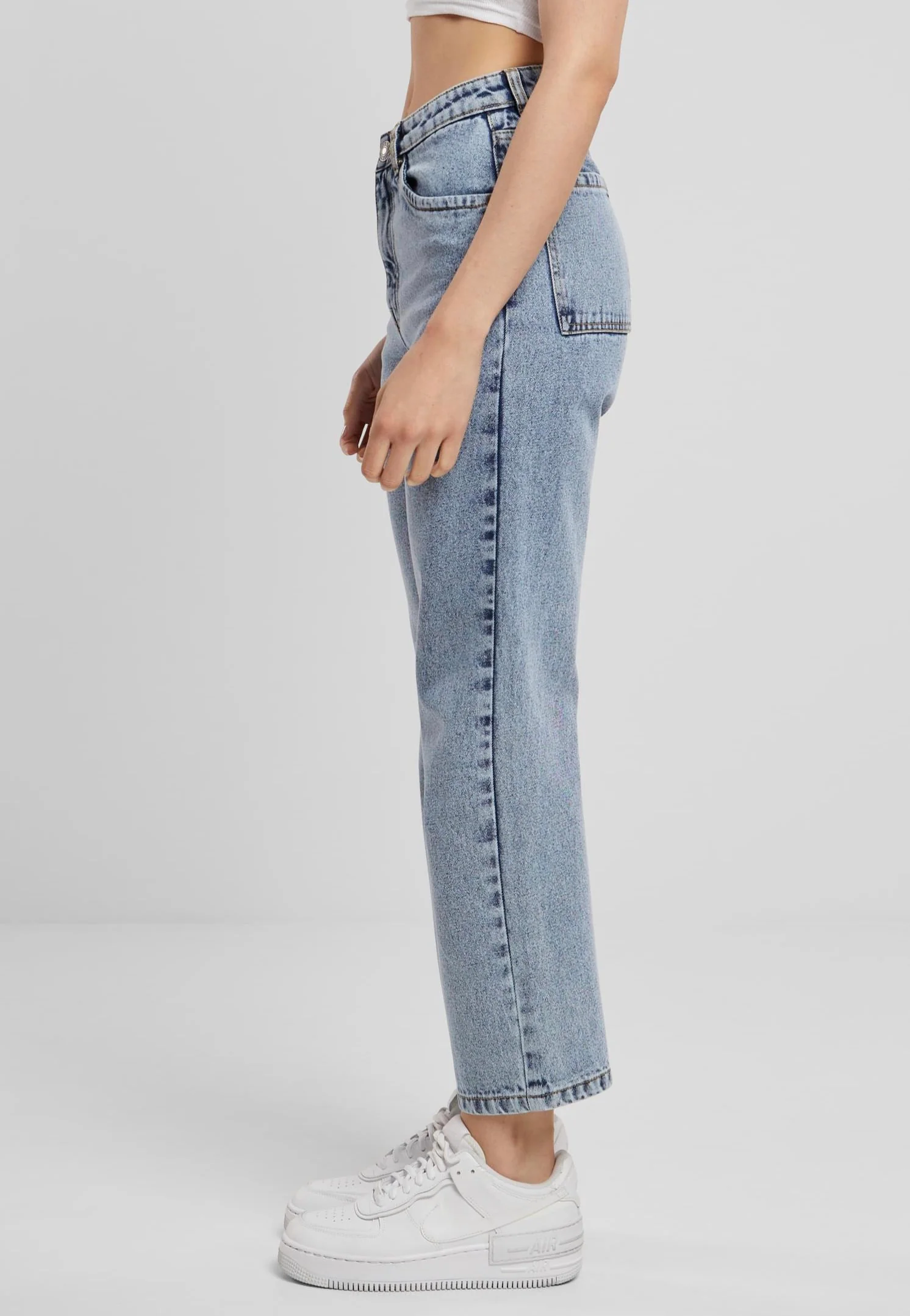Ladies Cropped Straight Leg Denim Tinted Lightblue Washed - Jeans - Image 2