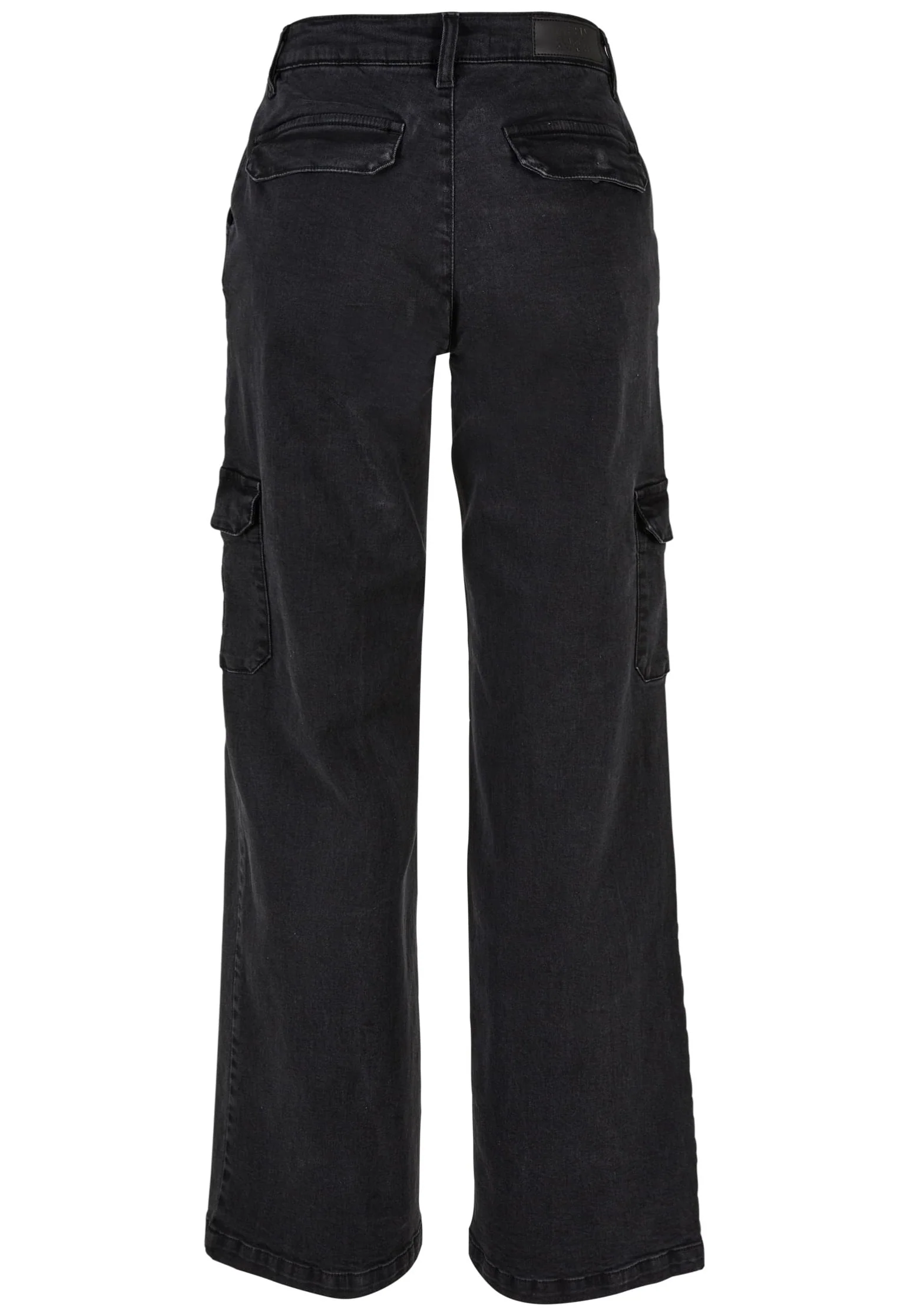 Ladies High Waist Straight Cargo Black Washed - Jeans - Image 8