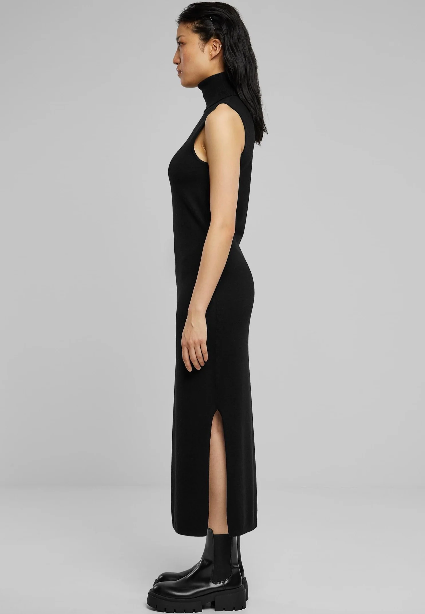 Ladies Knitted Eco Viscose Turtleneck Black - Dress - Image 3