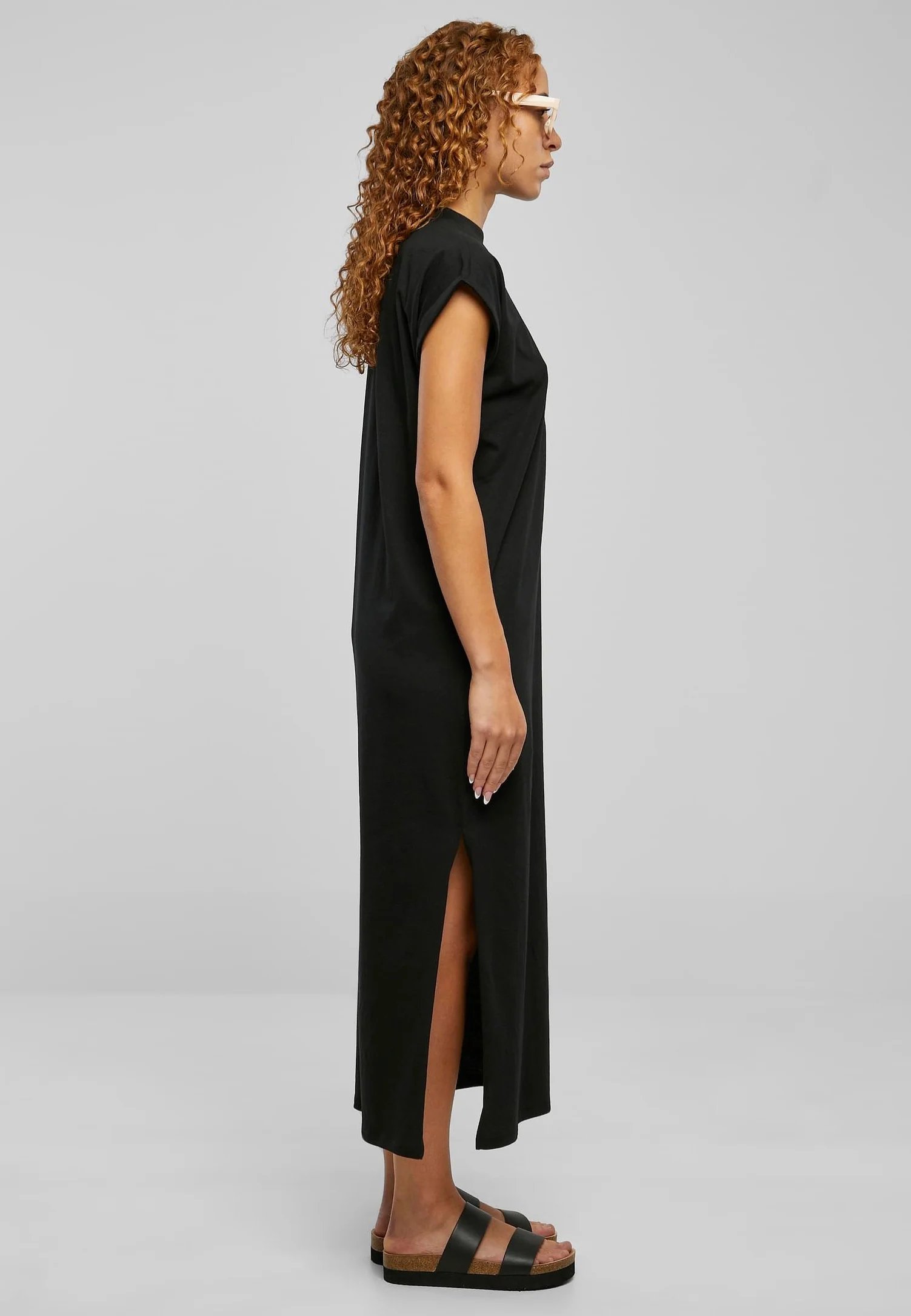 Ladies Long Extended Shoulder Black - Dress - Image 4