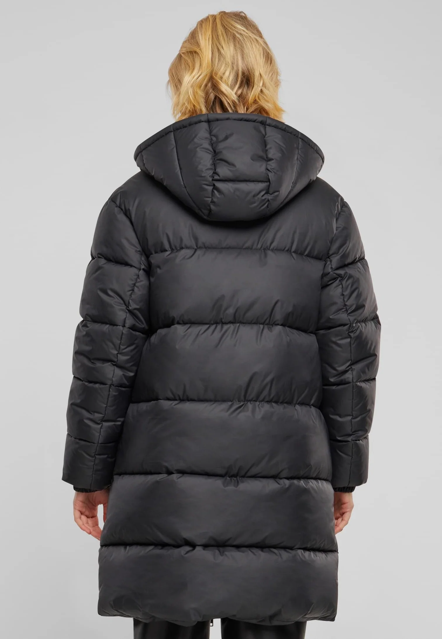 Ladies Long Puffer Black - Jacket - Image 3