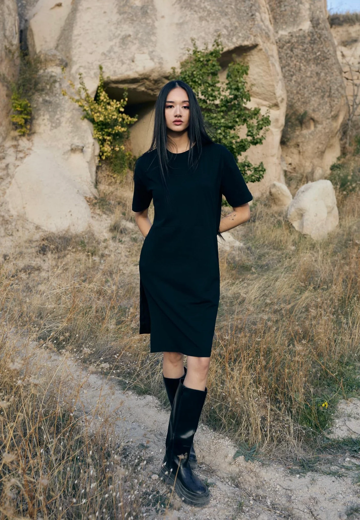 Ladies Organic Heavy Oversized Tee Black - Dress - Image 5