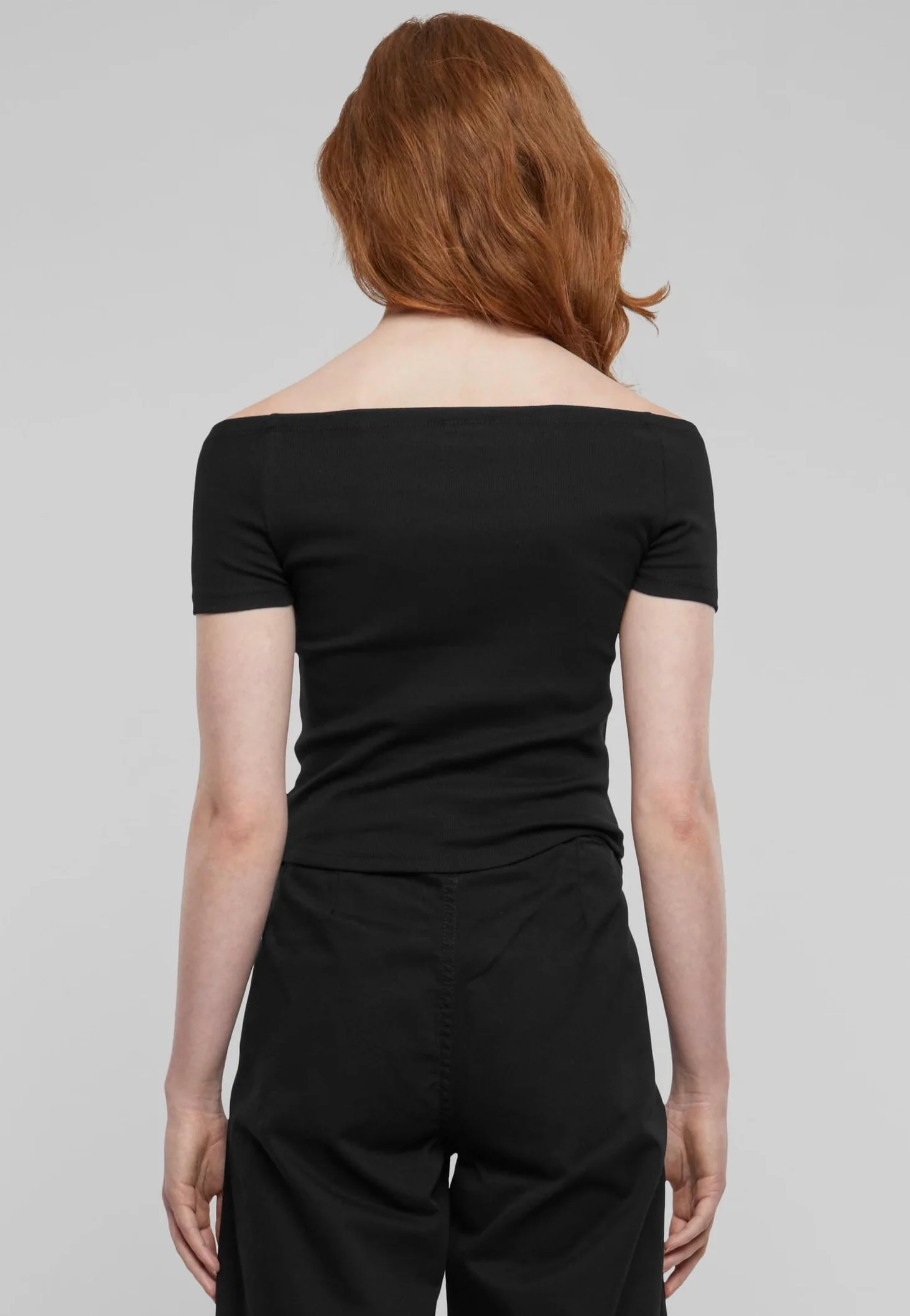 Ladies Organic Off Shoulder Rib Black - T-Shirt - Image 3