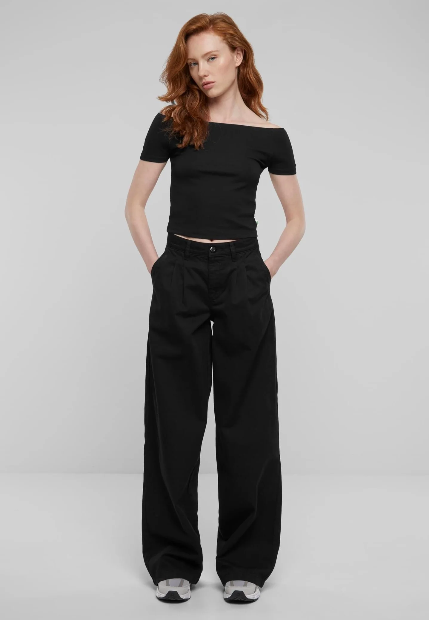 Ladies Organic Off Shoulder Rib Black - T-Shirt - Image 5