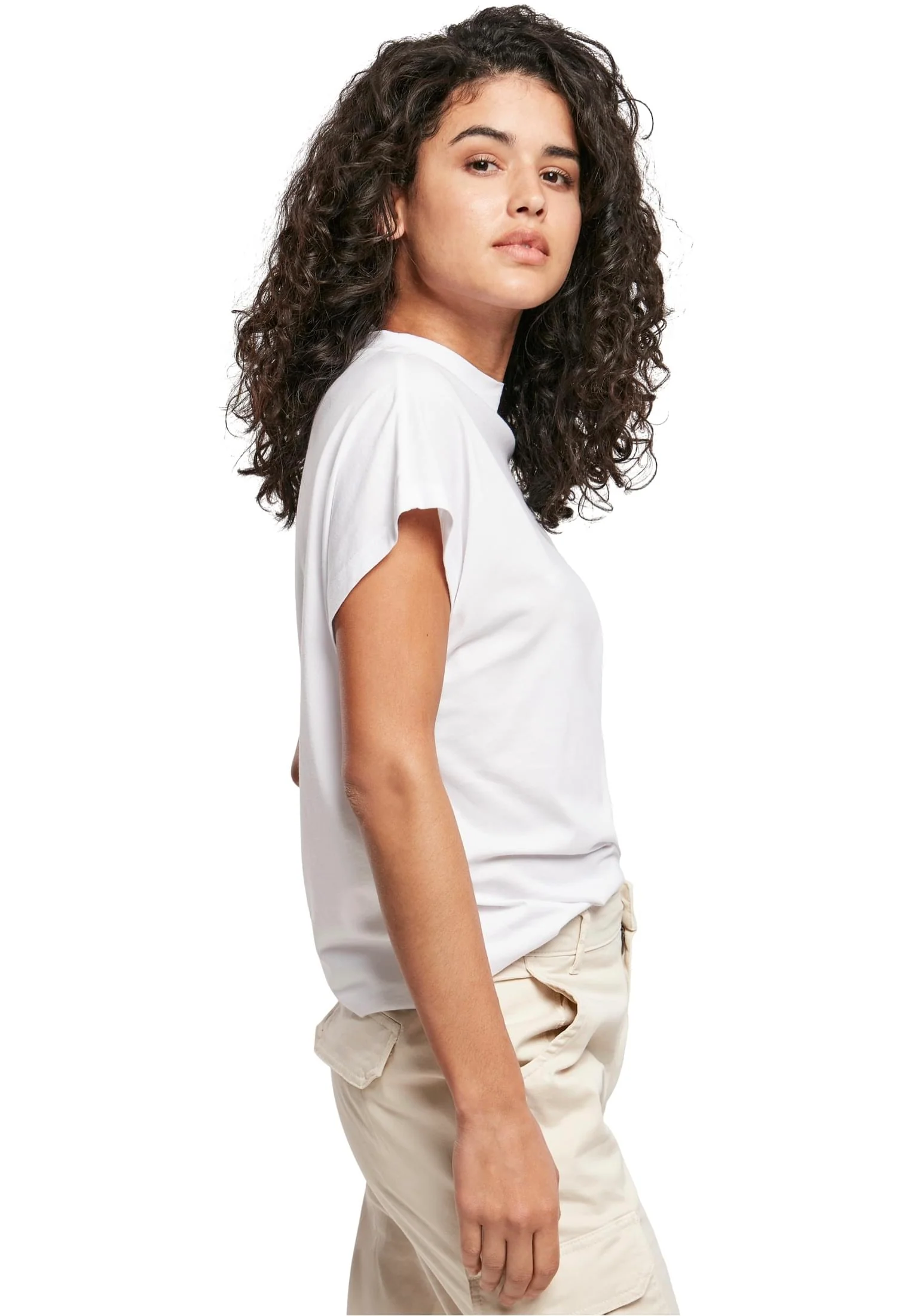 Ladies Oversized Cut On Sleeve Viscose White - T-Shirt - Image 5