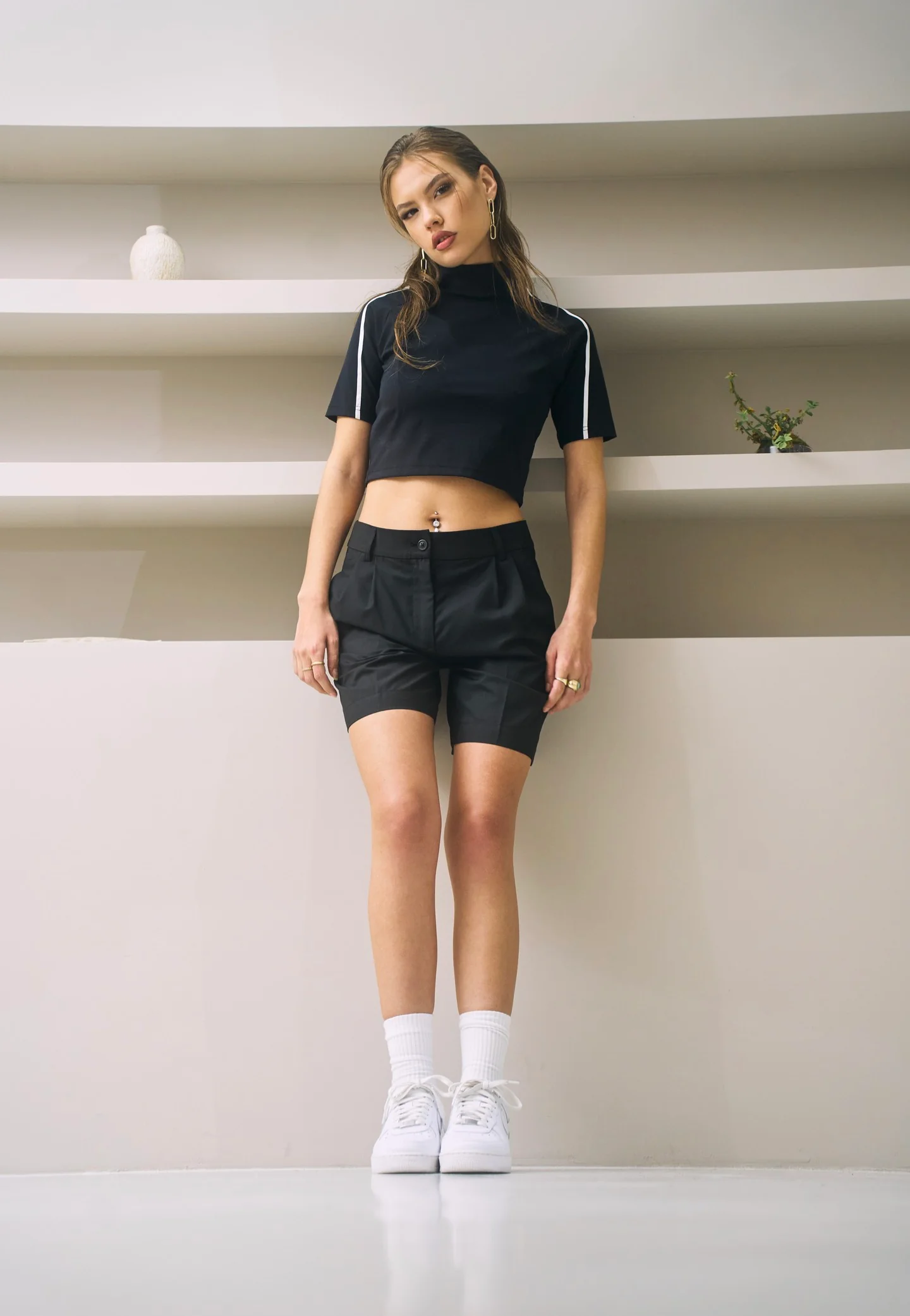 Ladies Pleated Bermuda Black - Shorts - Image 4