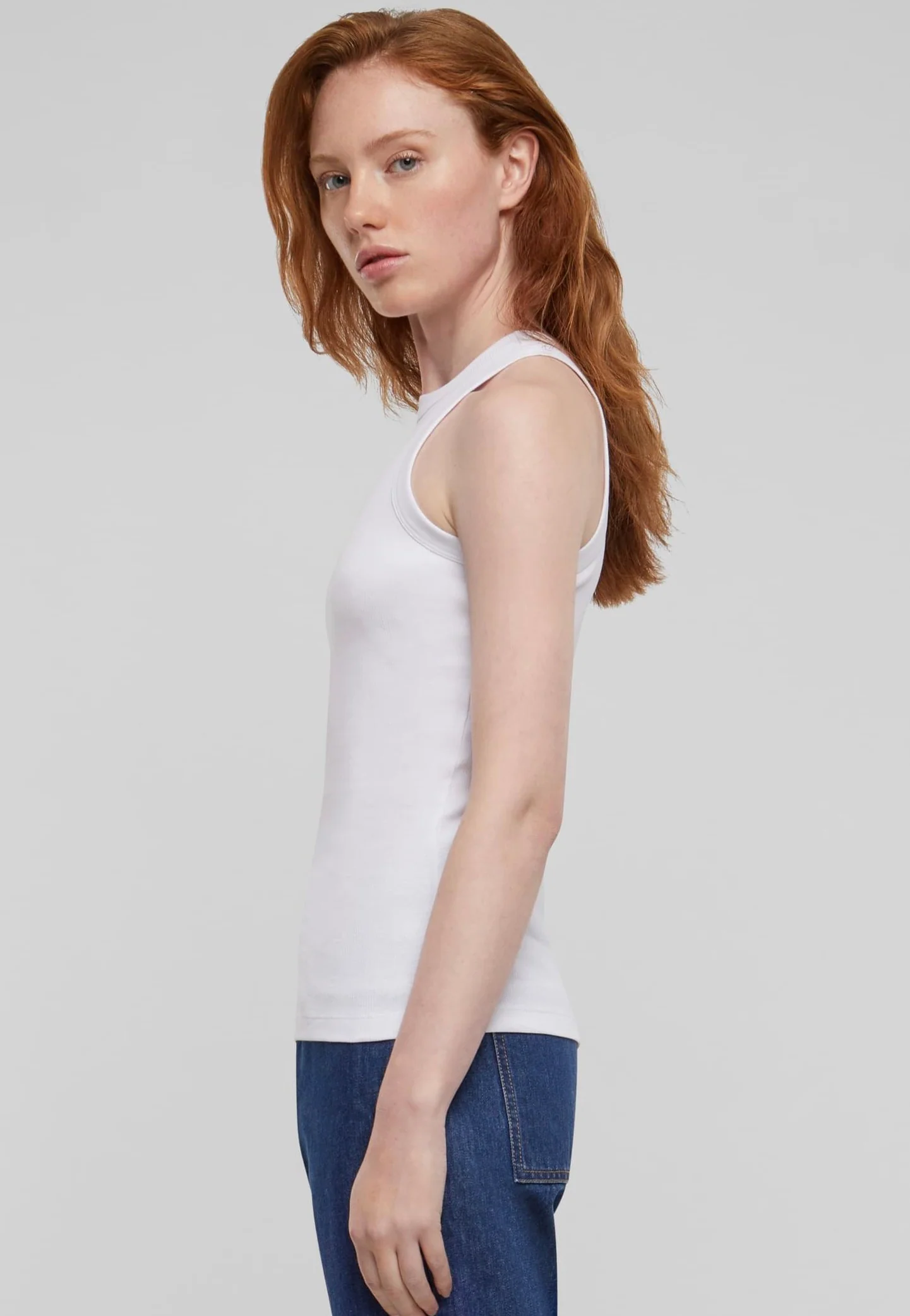 Ladies Racer Back Rib White - Top - Image 2