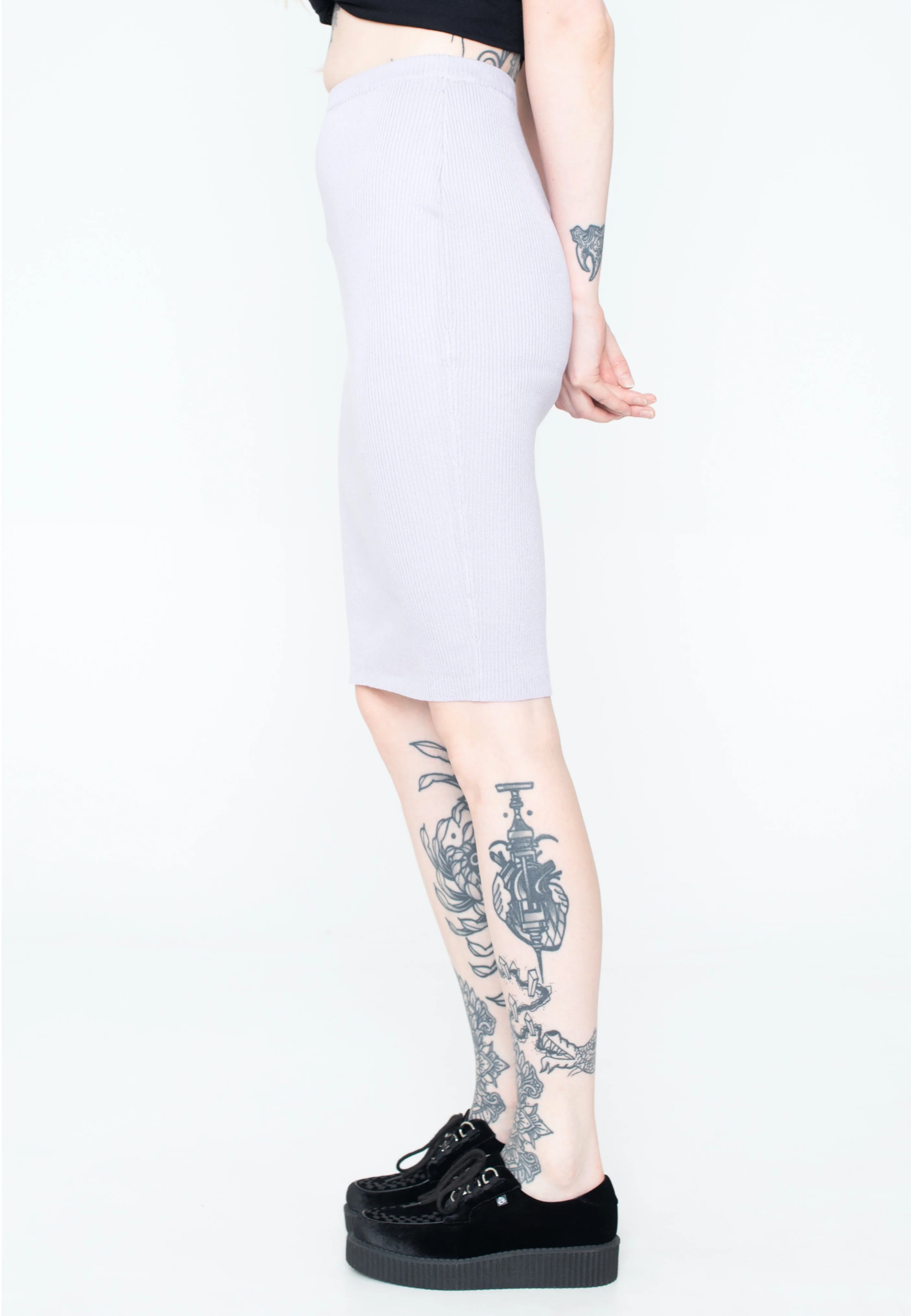 Ladies Rib Knit Midi Lilac - Skirt - Image 2