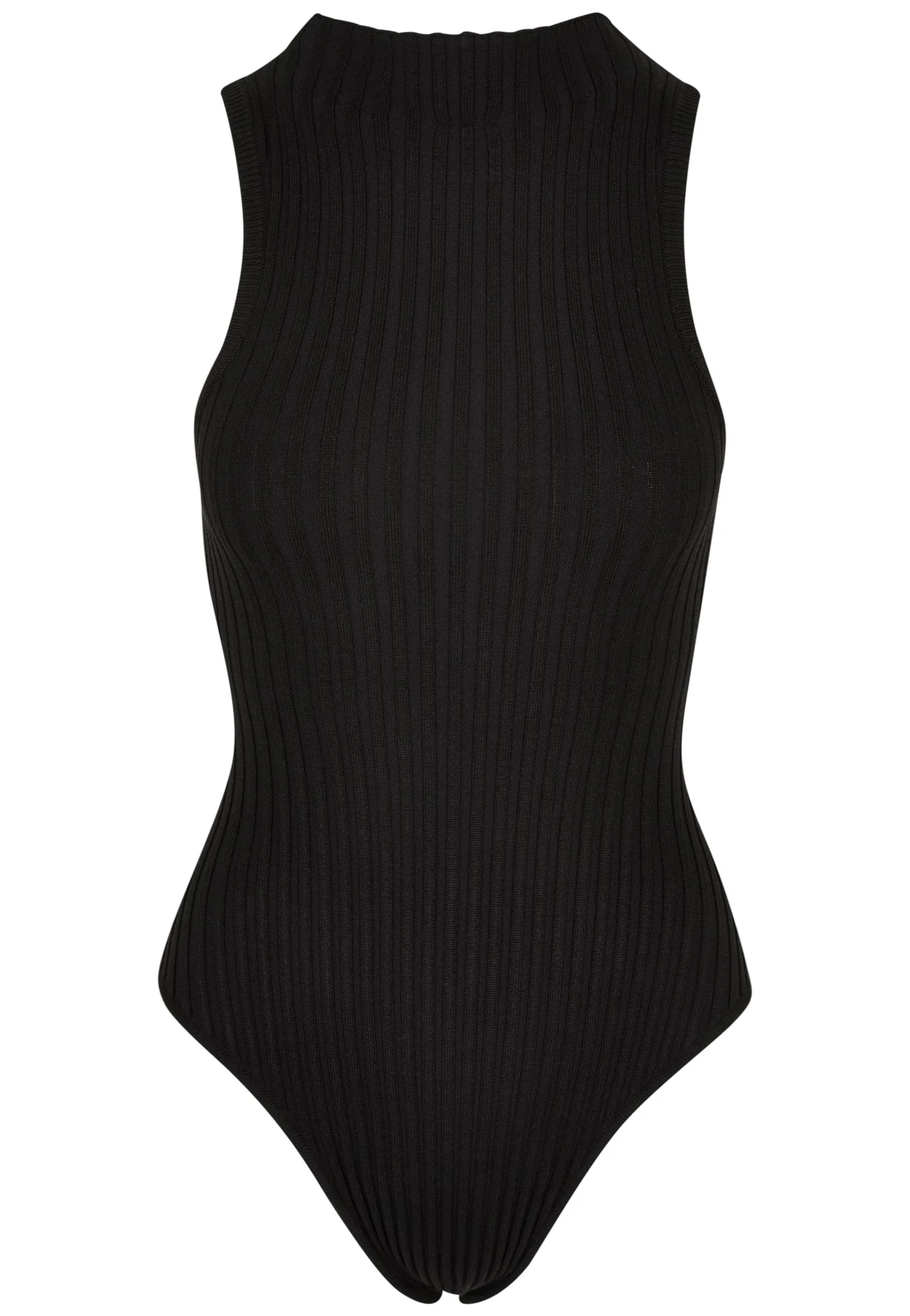 Ladies Rib Knit Sleevless Black - Body - Image 5