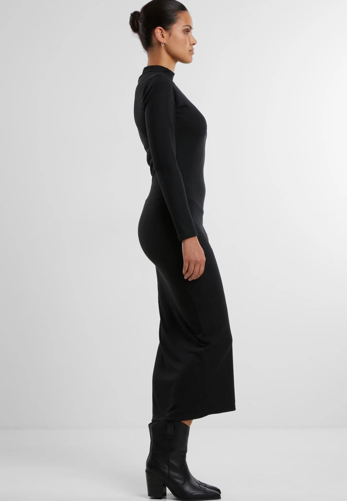 Ladies Rib Longsleeve Mockneck Black - Dress - Image 4