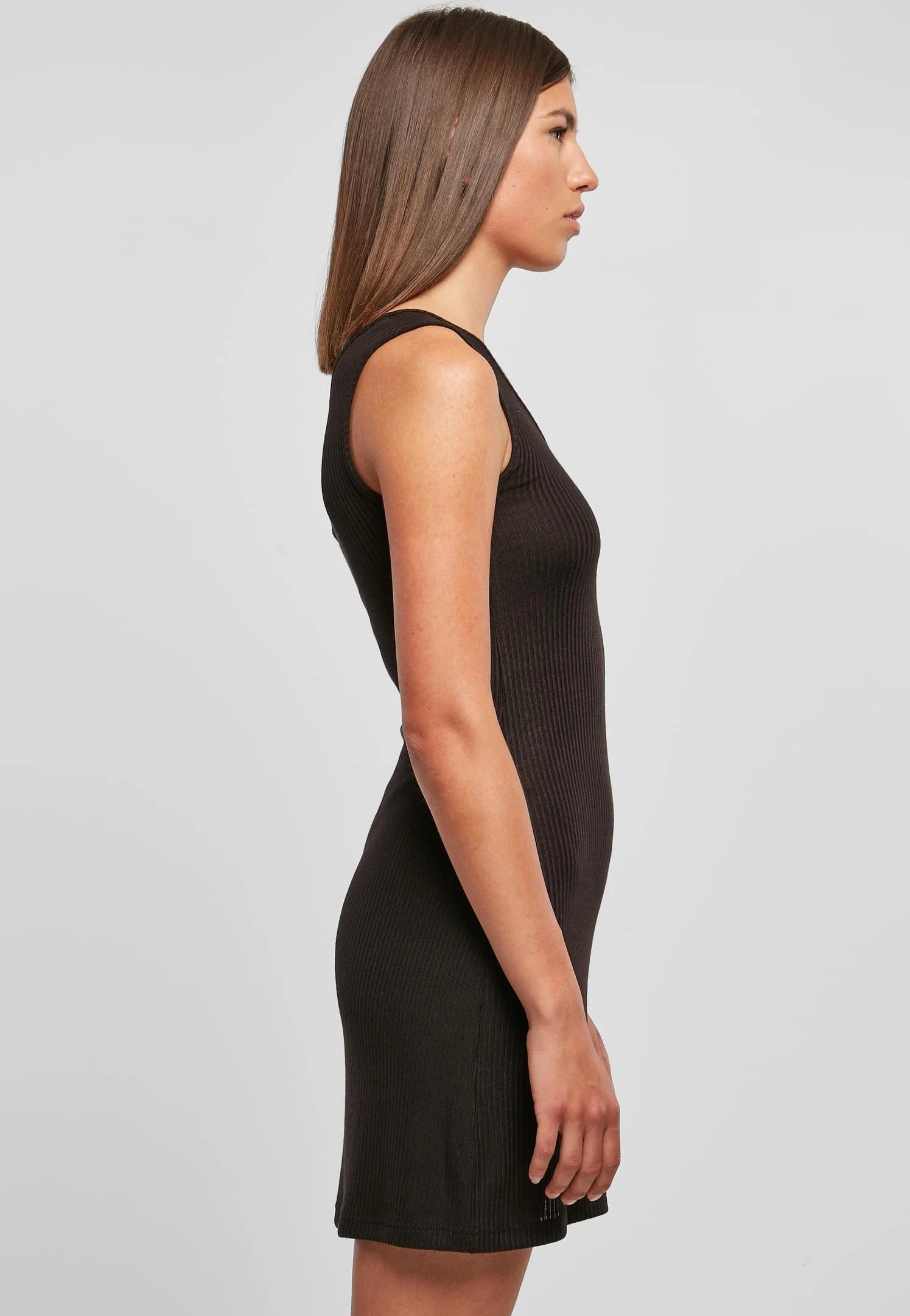 Ladies Rib One Shoulder Black - Dress - Image 3