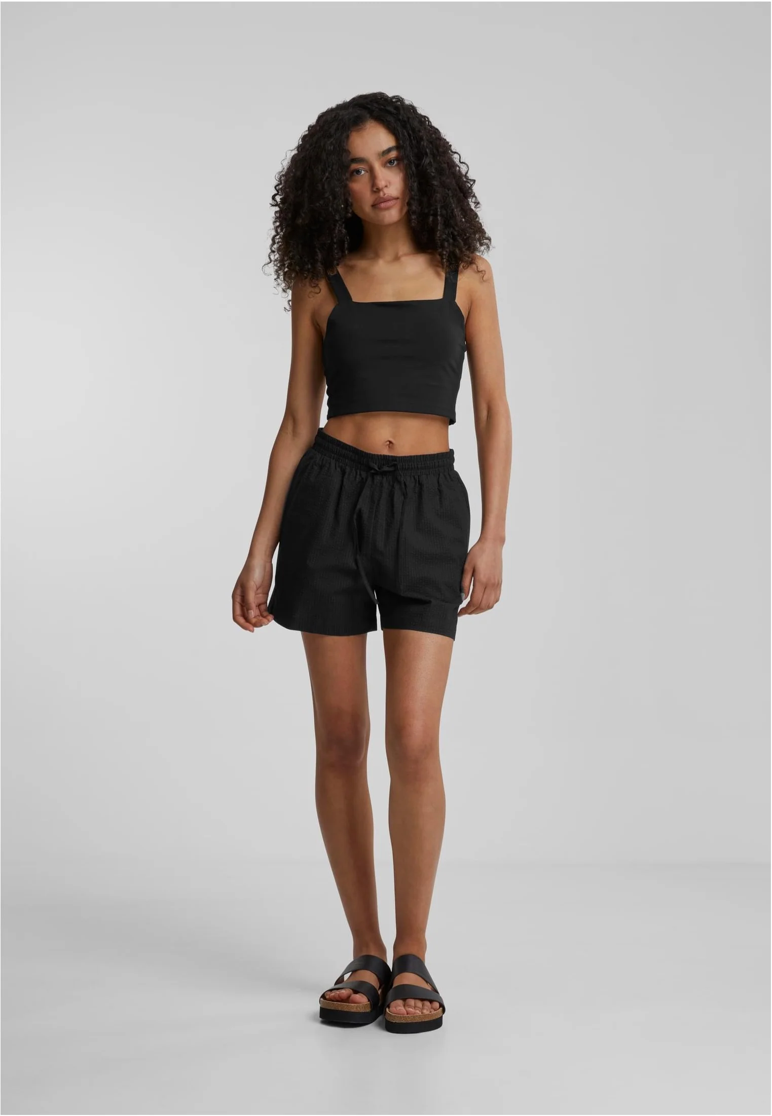 Ladies Seersucker Black - Shorts - Image 2