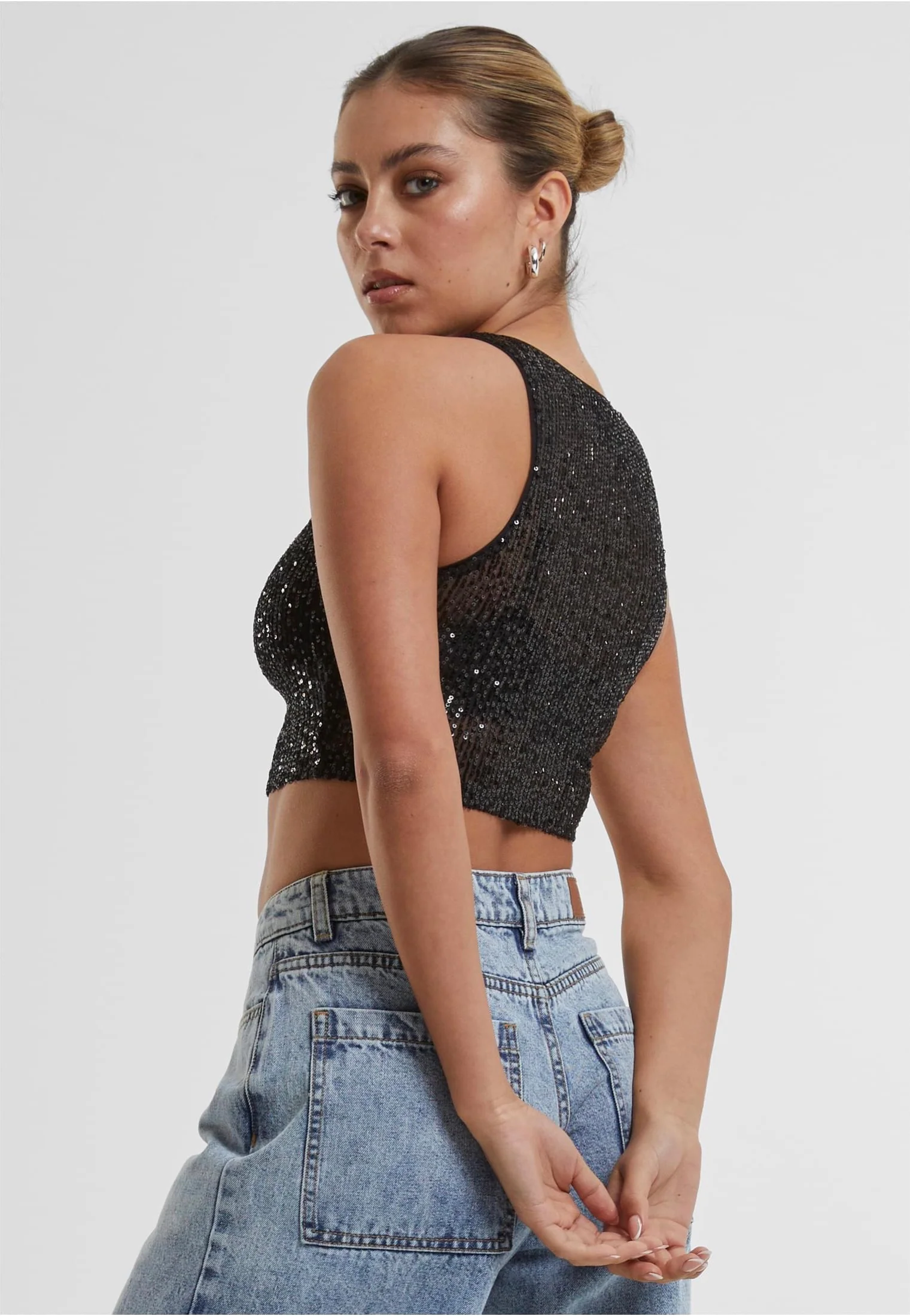 Ladies Sequins Cropped Black - Top - Image 3