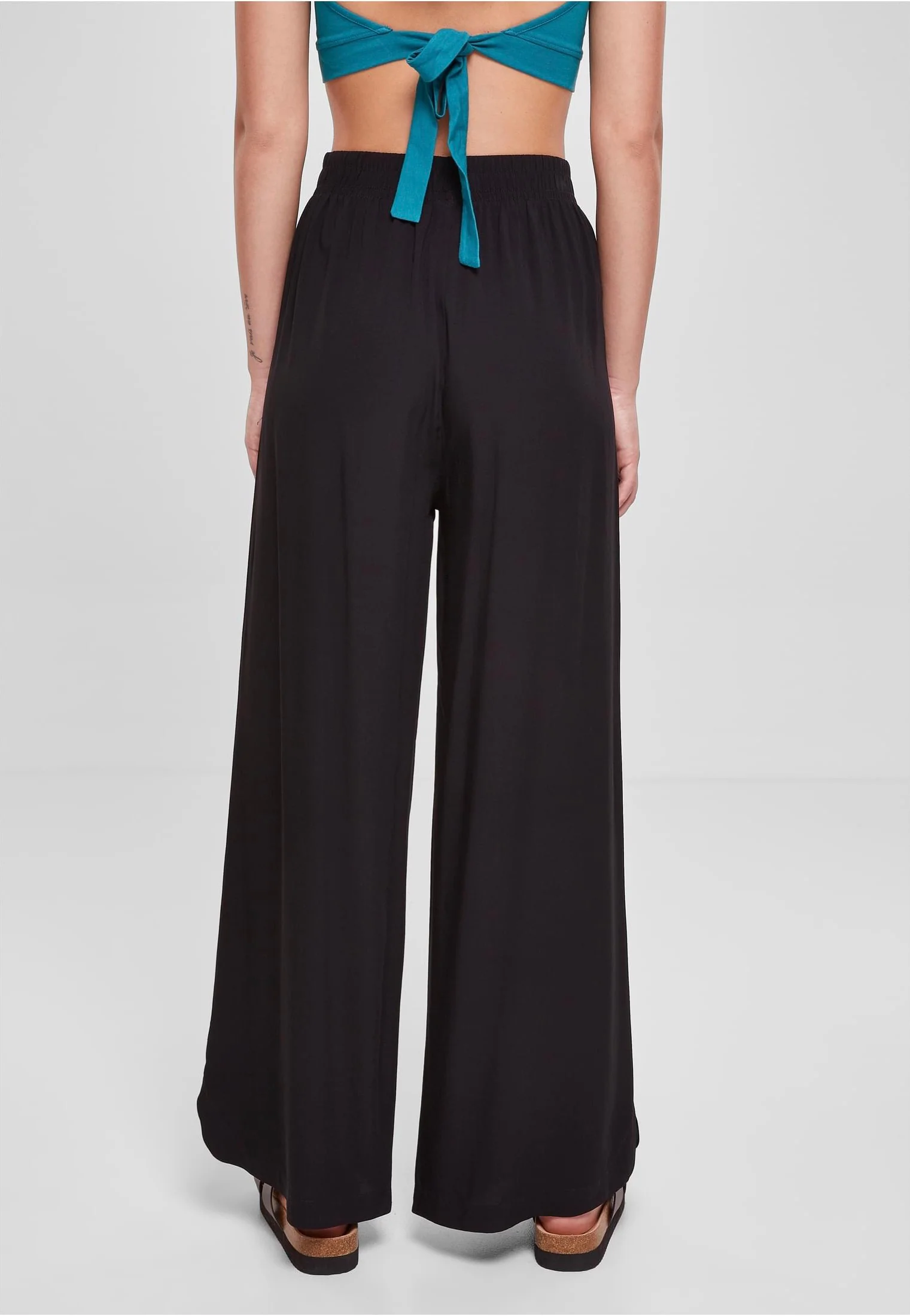 Ladies Wide Leg Viscose Black - Pants - Image 5