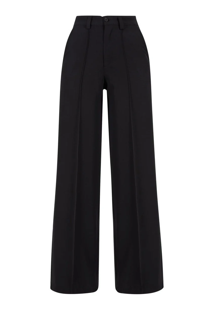 Ladies Wide Pleated Black - Pants - Image 5
