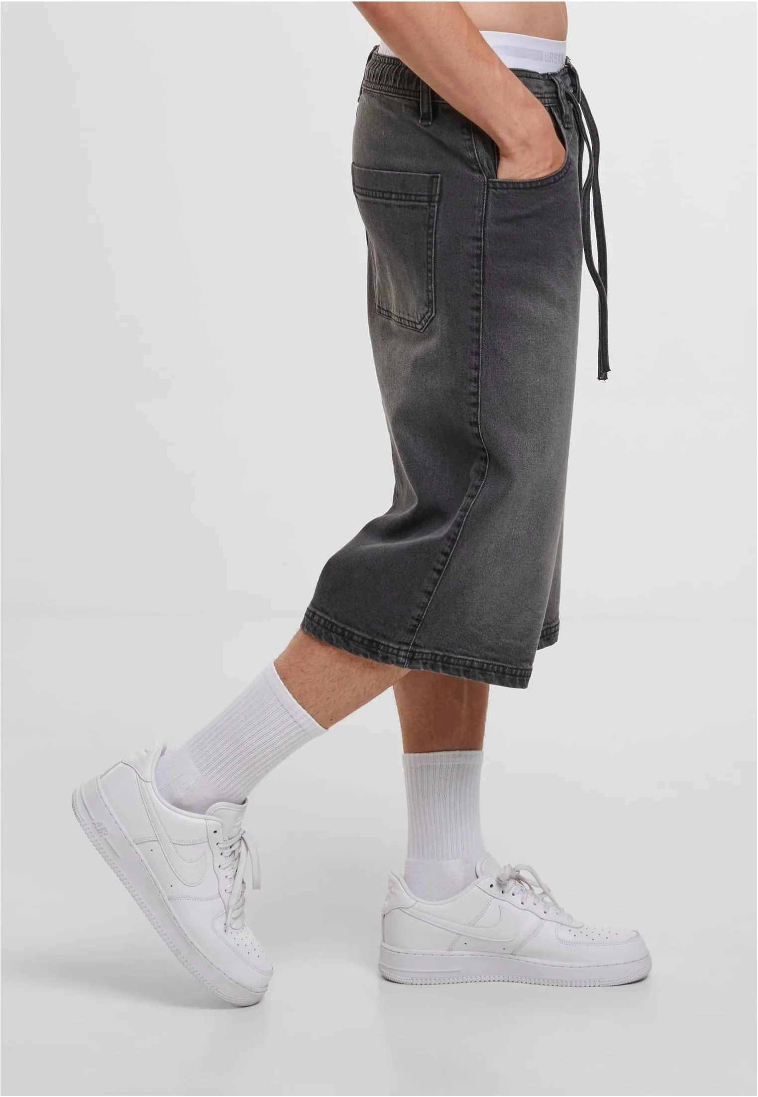 Skater Shorts With Drawcord Black Washed - Shorts - Image 5
