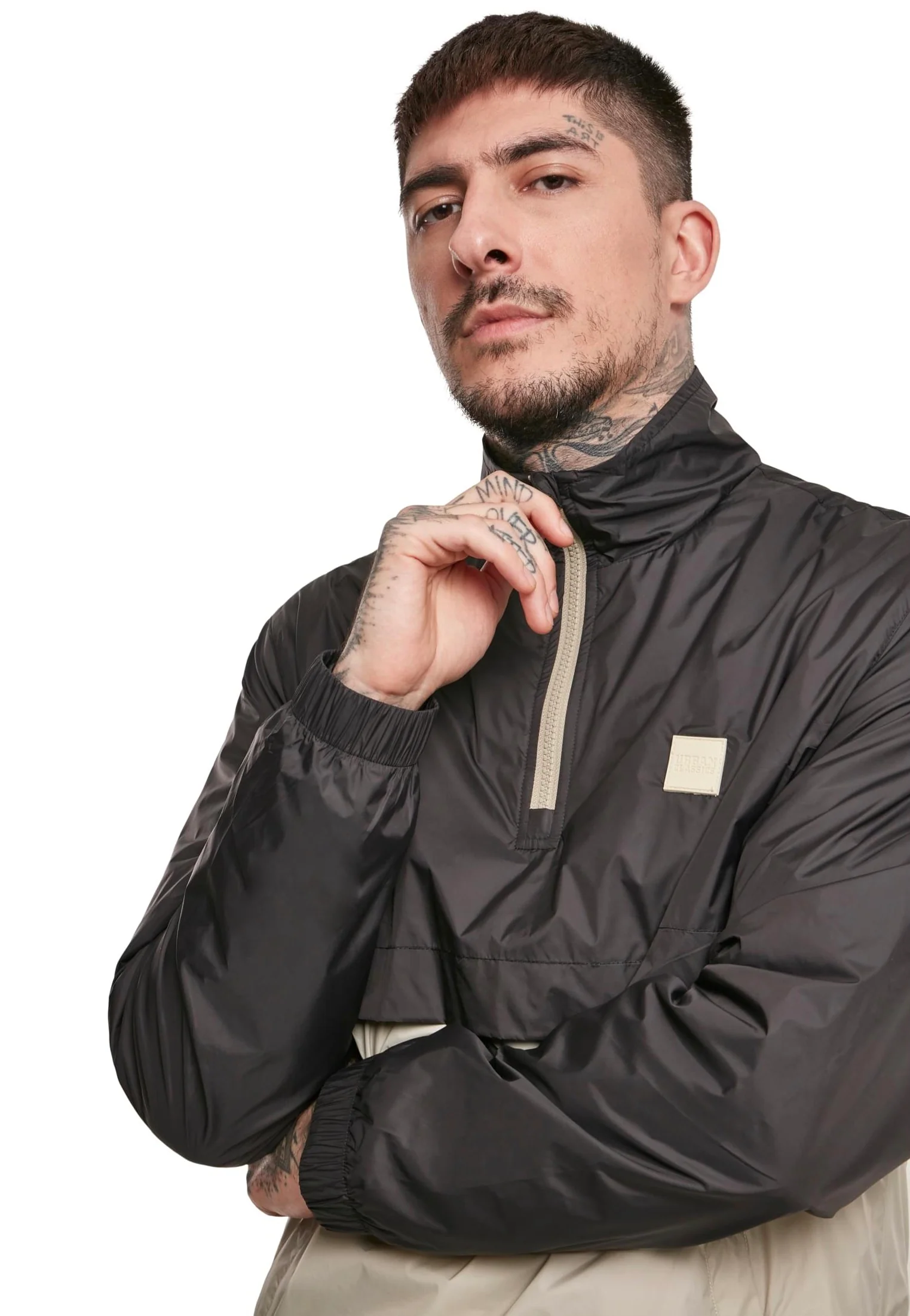 Stand Up Collar Pull Over Black/Concrete - Windbreaker - Image 8