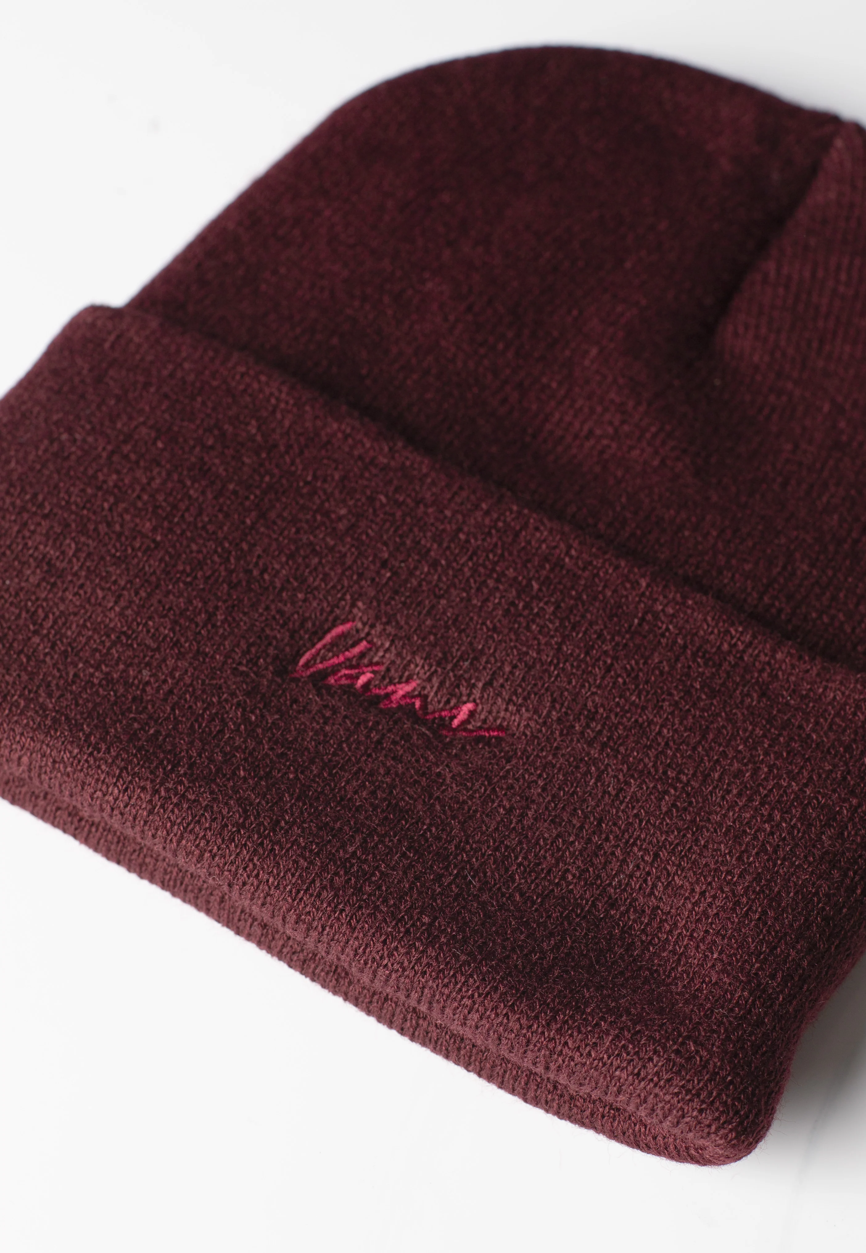 Classic Script Tall Cuff Dark Port - Beanie - Image 3