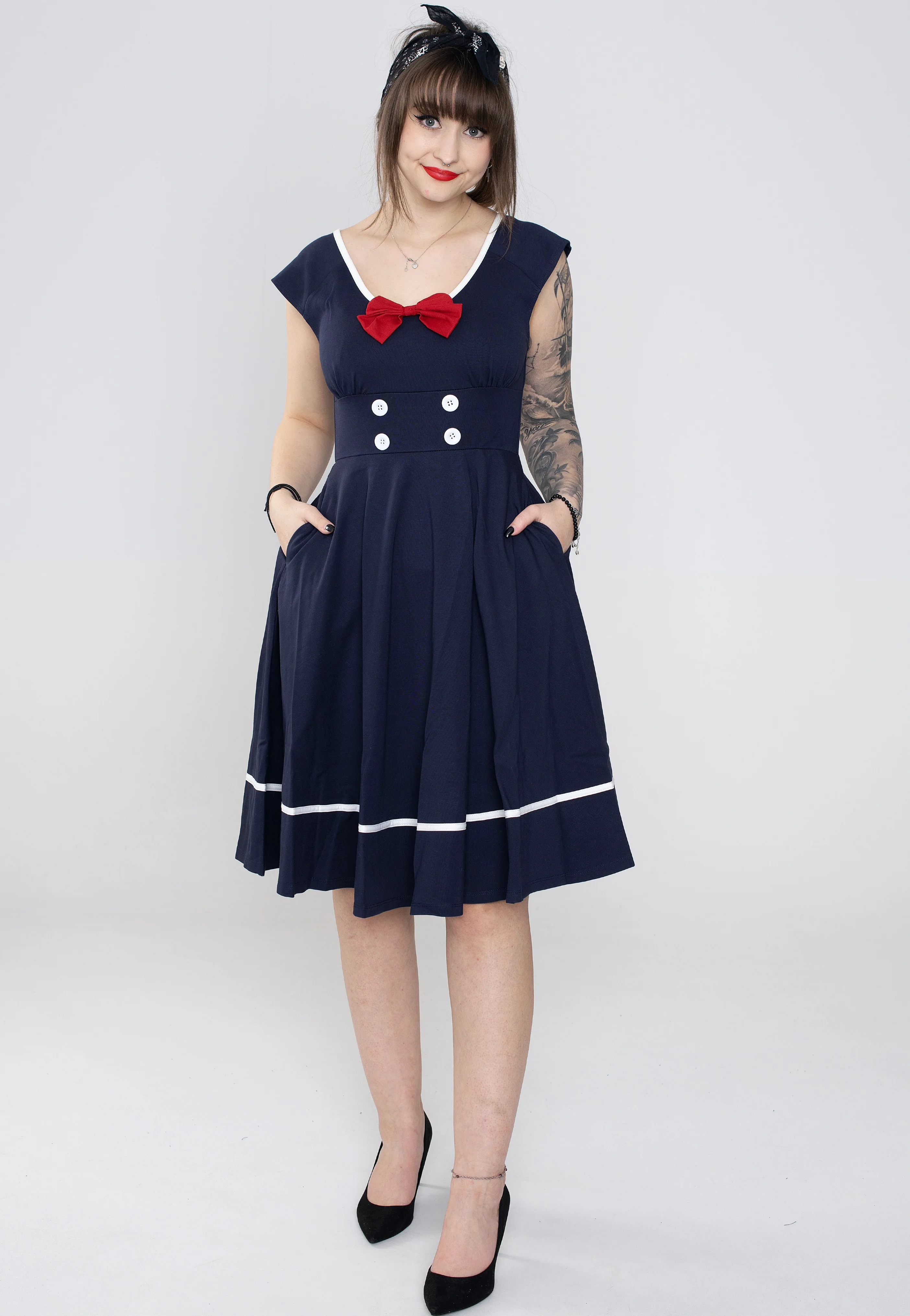 Catalina Red Bow Seaside Flare Navy - Dress - Image 4