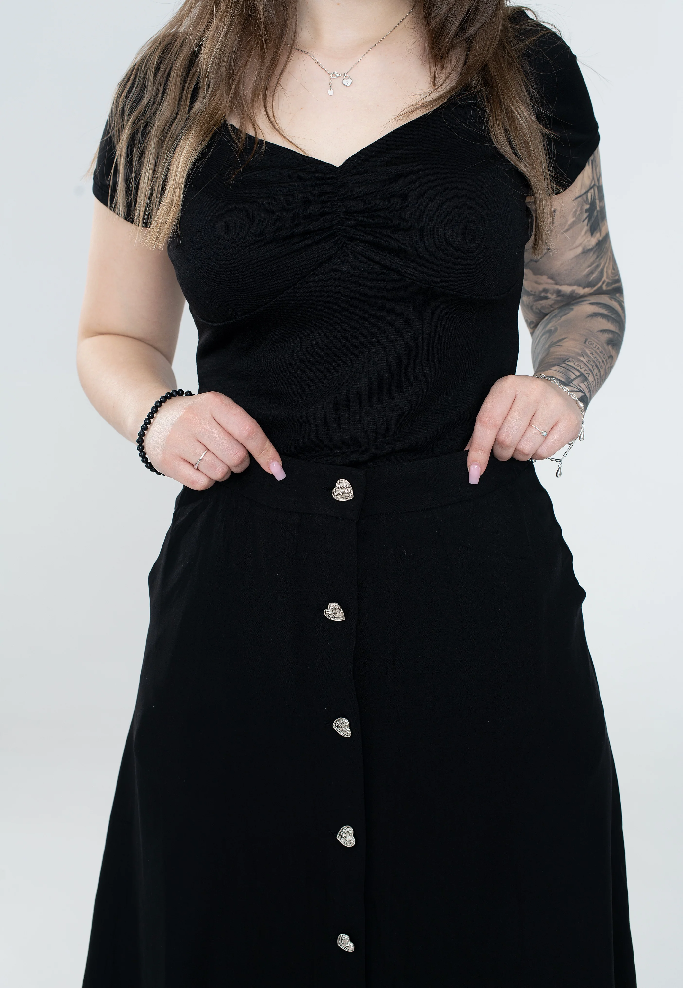 Heart Button Midi Black - Skirt - Image 2