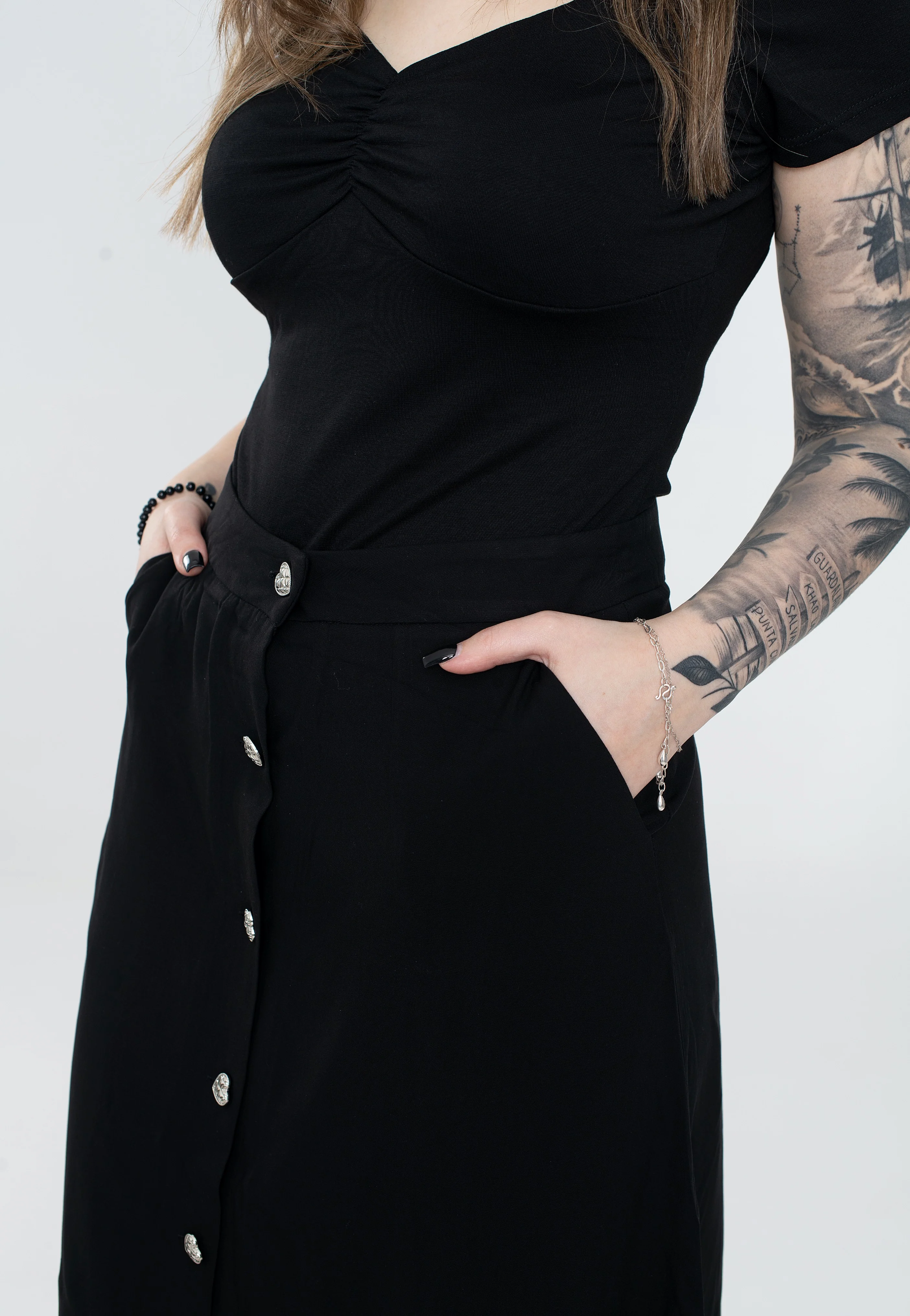 Heart Button Midi Black - Skirt - Image 3