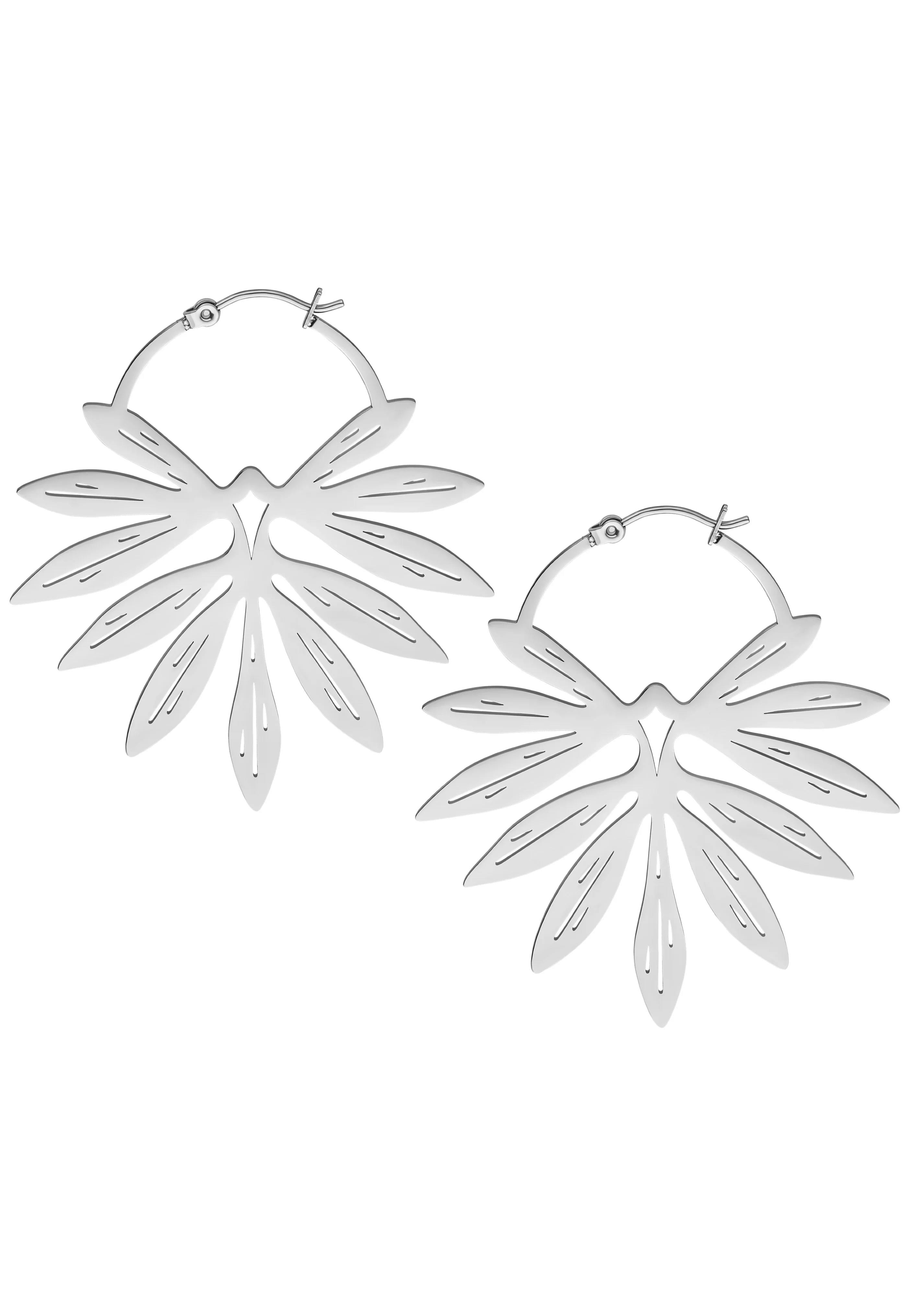Bamboo Hoops Pair Silver - Earrings - Image 3