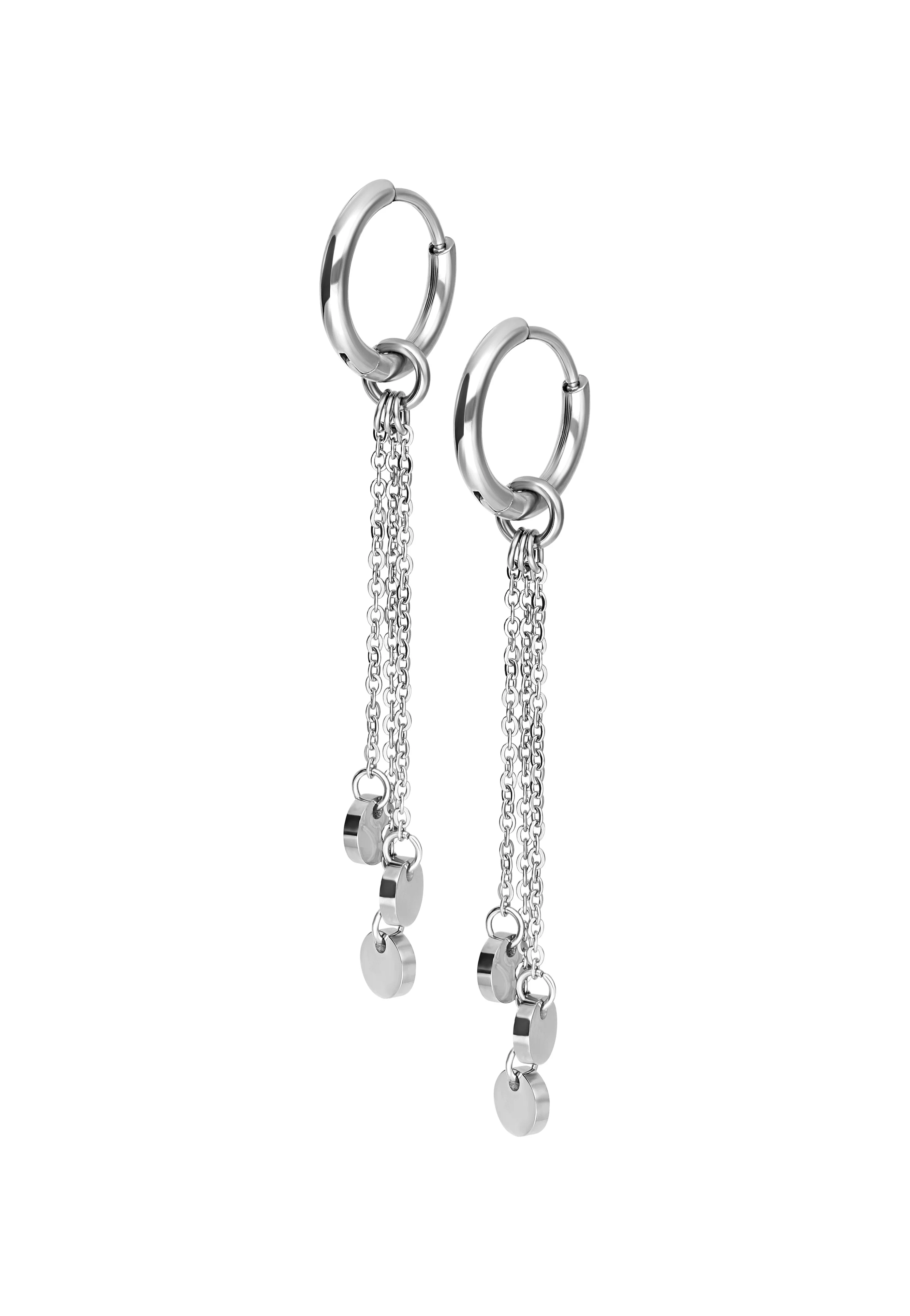 Little Plate Hoops Silver - Earrings - Image 2