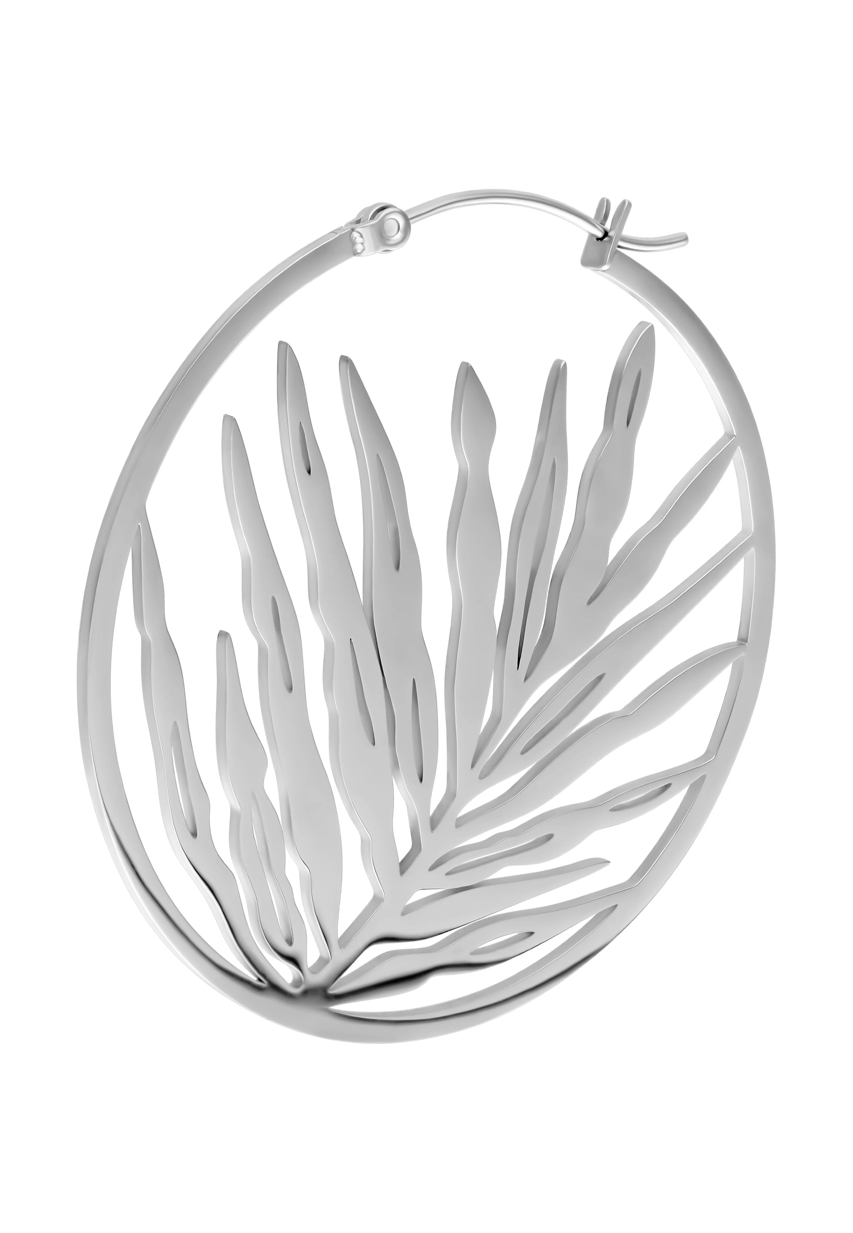 Noble Leaf Hoops Pair Silver - Earrings - Image 5
